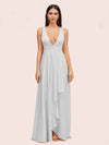 Elegant A-Line V-Neck Long Soft Satin Evening Prom Dresses Online