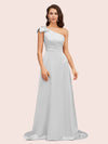 Elegant One Shoulder Long Soft Satin Formal Maxi Prom Dresses Online
