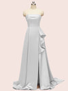 Elegant Strapless Long Soft Satin Formal Prom Dresses For Women