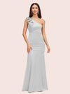 Elegant One Shoulder Mermaid Long Silky Satin Evening Prom Dresses Online
