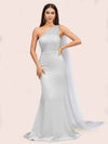 Unique Mermaid One Shoulder Long Soft Satin Formal Prom Dresses Online