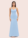 Sexy Mermaid Spaghetti Straps Long Soft Satin Evening Prom Dresses Online