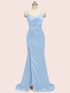 Elegant Spaghetti Straps Mermaid Long Soft Satin Bridesmaid Dresses Online