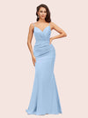 Sexy Mermaid Spaghetti Straps Long Soft Satin Bridesmaid Dresses Online For Sale