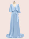 Bat Sleeves Elegant Long Soft Satin Bridesmaid Dresses Online