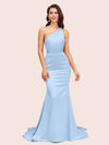 Sexy Backless One Shoulder Mermaid Soft Satin Party Prom Dresses Online