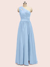 Elegant One Shoulder A-Line Long Soft Satin Formal Prom Dresses Online