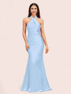 Sexy Backless Halter Sleeveless Long Mermaid Satin Bridesmaid Dresses Online