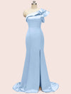 Elegant One Shoulder Mermaid Long Soft Satin Bridesmaid Dresses Online