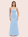 Sexy Mermaid Spaghetti Straps Long Soft Satin Bridesmaid Dresses Online