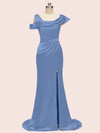 Sexy Side Slit Mermaid Long Soft Satin Bridesmaid Dresses Online