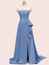 Elegant Strapless Long Soft Satin Formal Prom Dresses For Women