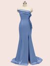 Elegant Strapless Side slit Mermaid One Shoulder Long Soft Satin Bridesmaid Dresses
