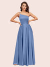 Sexy One Shoulder A-Line Long Soft Satin Bridesmaid Dresses With Pleats For Sale