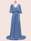 Bat Sleeves Elegant Long Soft Satin Bridesmaid Dresses Online