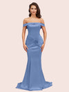 Sexy Off Shoulder Mermaid Long Soft Satin Bridesmaid Dresses 2023