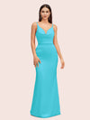 Sexy Spaghetti Straps Cowl Neck Backless Soft Satin Mermaid Formal Prom Dresses