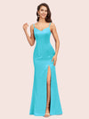 Simple Spaghetti Straps Mermaid Long Soft Satin Bridesmaid Dresses