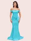 Sexy Off Shoulder Mermaid Long Soft Satin Bridesmaid Dresses 2023