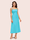Elegant Ankle Length Spaghetti Straps Short Soft Short Satin Prom Party Dresses