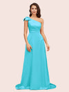Elegant One Shoulder Long Soft Satin Formal Maxi Prom Dresses Online