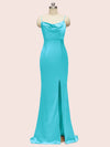 Sexy Criss Cross Spaghetti Straps Mermaid Long Satin Prom Dresses With Slit