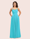 Simple Spaghetti Straps Long Soft Satin Bridesmaid Dresses