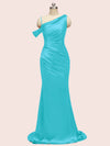 Sexy Mermaid Spaghetti Straps Long Soft Satin Bridesmaid Dresses With Slit