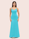 Sexy Mermaid Spaghetti Straps Long Soft Satin Evening Prom Dresses Online