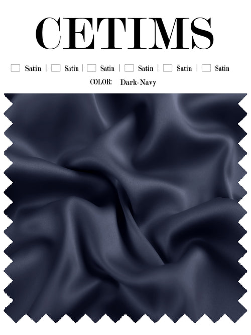 Soft Satin Fabric Swatch Dark-Navy