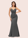 Sexy Mermaid Spaghetti Straps Long Soft Satin Bridesmaid Dresses Online For Sale