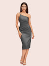Sexy One Shoulder Silky Satin Short Midi Party Prom Dresses Online