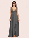 Elegant A-Line V-Neck Long Soft Satin Evening Prom Dresses Online