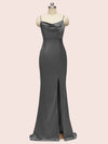 Sexy Criss Cross Spaghetti Straps Mermaid Long Satin Prom Dresses With Slit