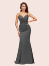 Sexy Mermaid Spaghetti Straps Long Soft Satin Bridesmaid Dresses Online