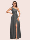 Elegant A-Line One Shoulder Long Soft Satin Bridesmaid Dresses Online