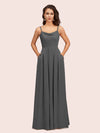 Simple Spaghetti Straps Long Soft Satin Bridesmaid Dresses