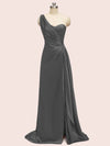 Sexy Side Slit One Shoulder Long Soft Satin Bridesmaid Dresses Online