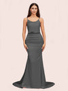 Sexy Backless Mermaid Spaghetti Straps Long Soft Satin Bridesmaid Dresses Online