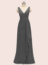 Elegant V-neck Unique Long Soft Satin Formal Prom Dresses 2023 Online