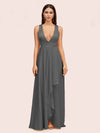 Elegant A-Line V-Neck Long Soft Satin Bridesmaid Dresses Online