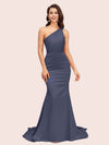 Sexy Backless One Shoulder Mermaid Soft Satin Party Prom Dresses Online