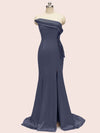 Elegant Strapless Side slit Mermaid One Shoulder Long Soft Satin Bridesmaid Dresses