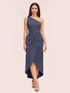 Elegant One Shoulder Mermaid Satin Short Bridesmaid Dresses Online