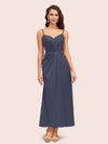 Elegant Spaghetti Straps A-Line Ankle Length Short Satin Bridesmaid Dresses Online