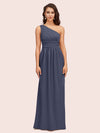 Elegant One Shoulder A-Line Long Soft Satin Bridesmaid Dresses Online