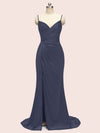 Sexy Mermaid Spaghetti Strap Long Side Slit Soft Satin Bridesmaid Dresses Online