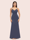 Sexy Mermaid Spaghetti Straps Long Soft Satin Evening Prom Dresses Online