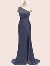 Sexy Side Slit Mermaid One Shoulder Long Soft Satin Bridesmaid Dresses Online