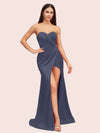 Sexy Mermaid Sweetheart Side Slit Soft Satin Bridesmaid Dresses Online For Sale